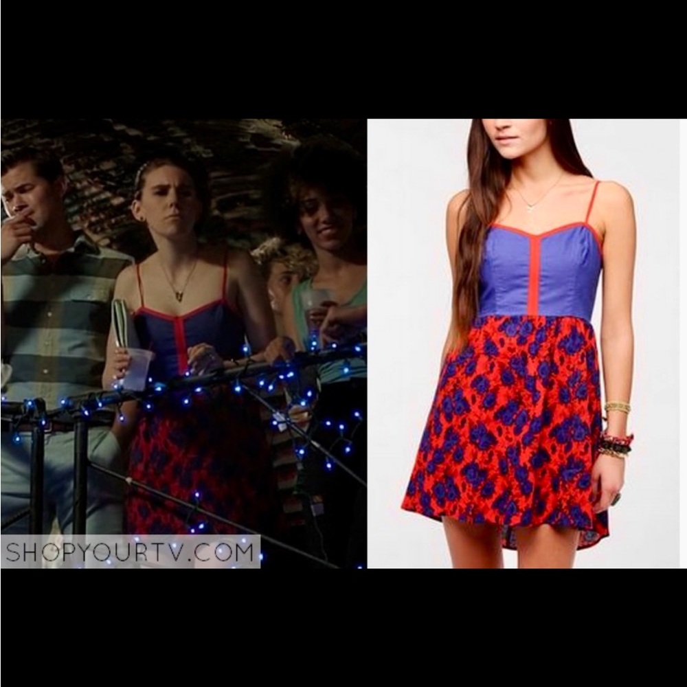 Urban Outfitters Cope Linen Dress in Red / Blue Floral, size Medium NWT